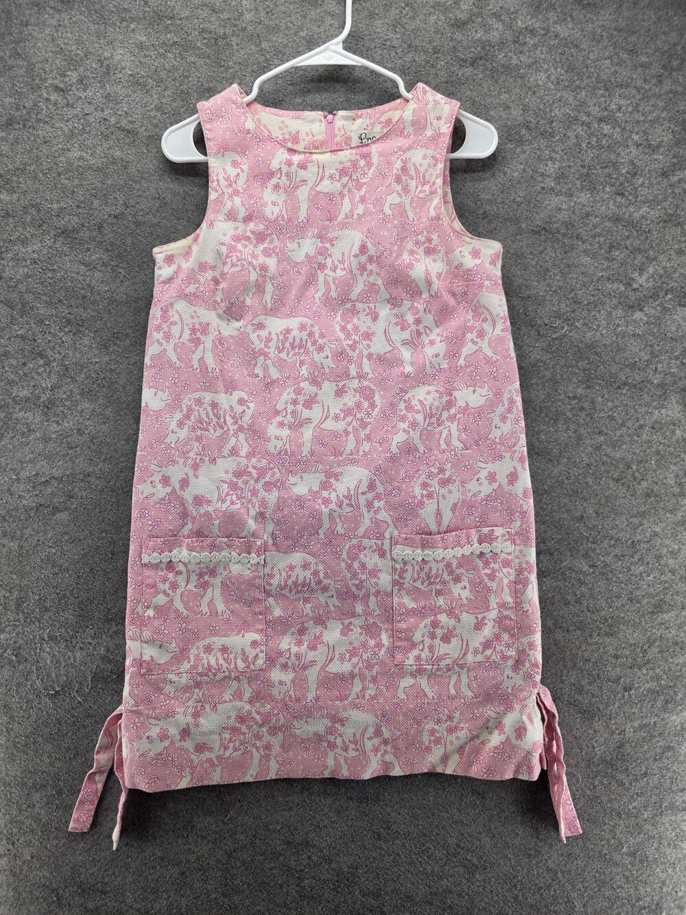 Lilly Pulitzer Dress Womens 4 Pink Floral Shift Sleeveless Pockets Lace Trim